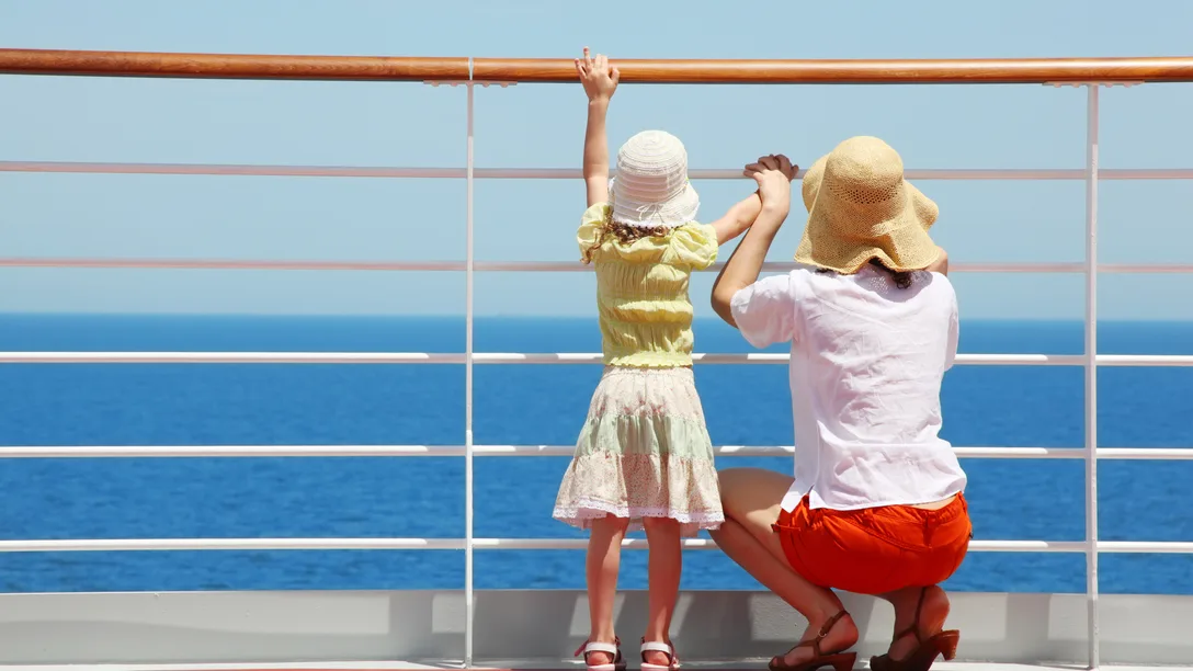 Mother daughter on cruise ship